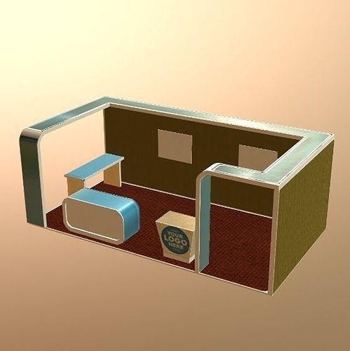 Exhibitionbooth1 office with desk and chairs Low-poly 3D model
