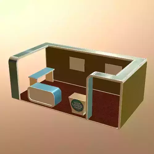 Exhibitionbooth1 office with desk and chairs