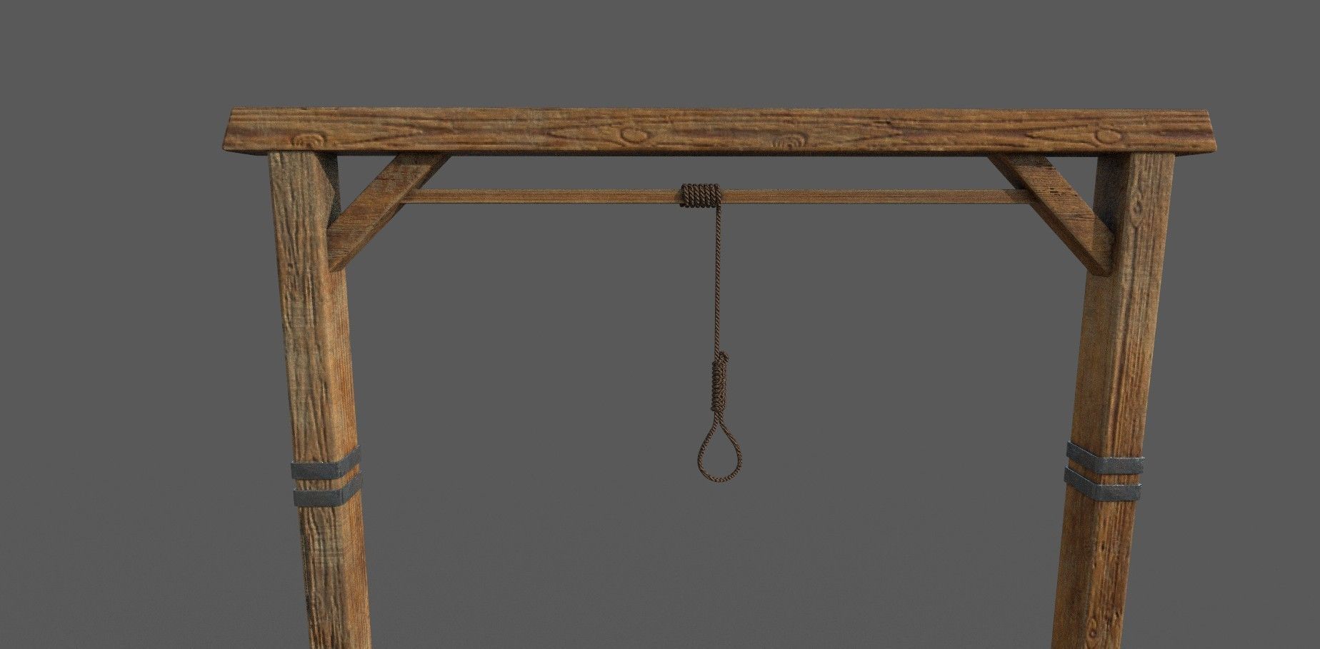 Gallows Low-poly 3D model wooden platform with ladder Low-poly 3D model_8