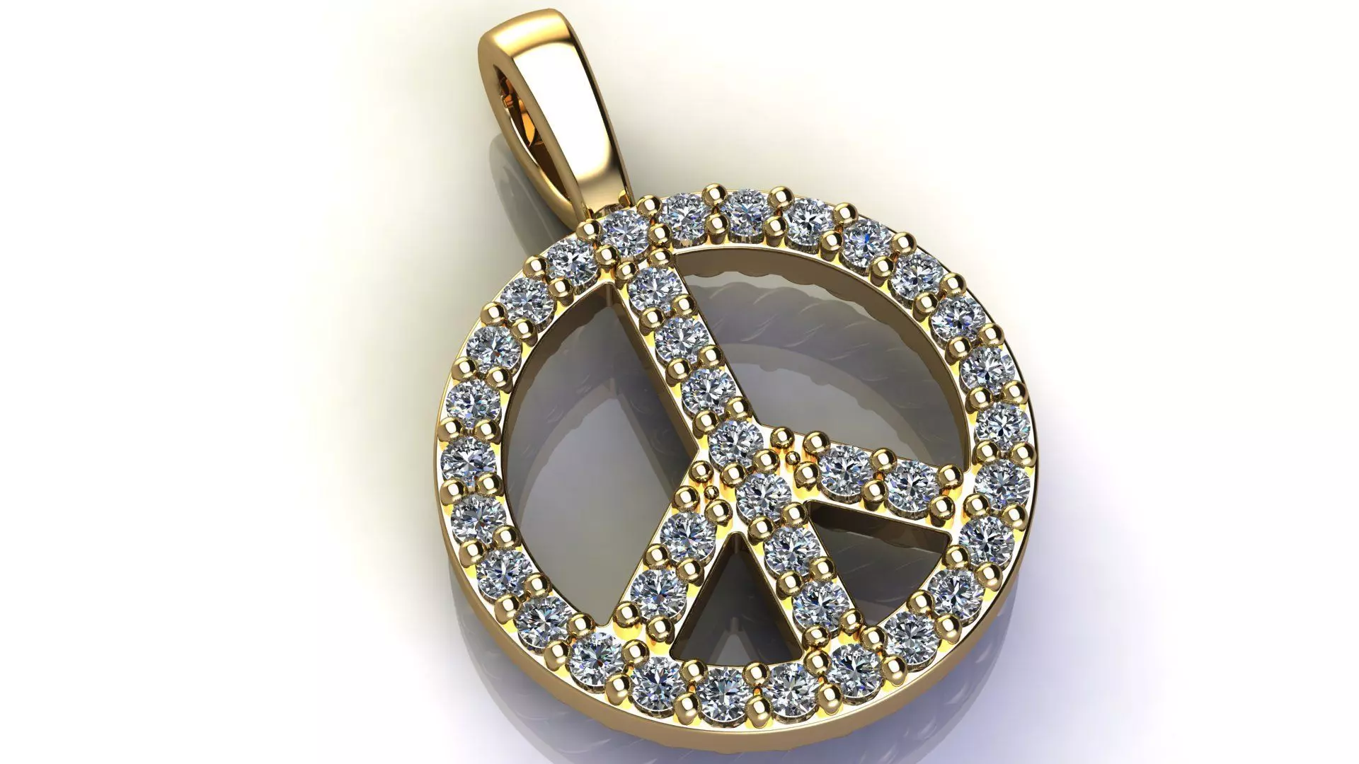 Peace Sign Pendant with Diamonds 3D print model