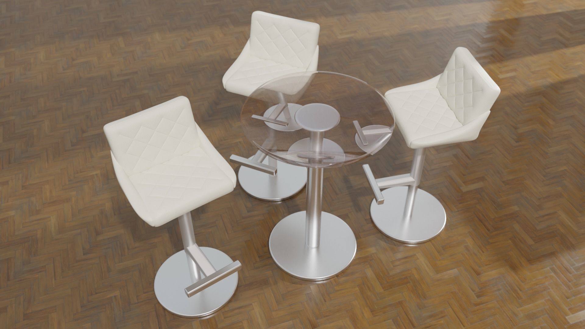 Bar Table Chairs Stools Barstool Game Ready 3D model_11