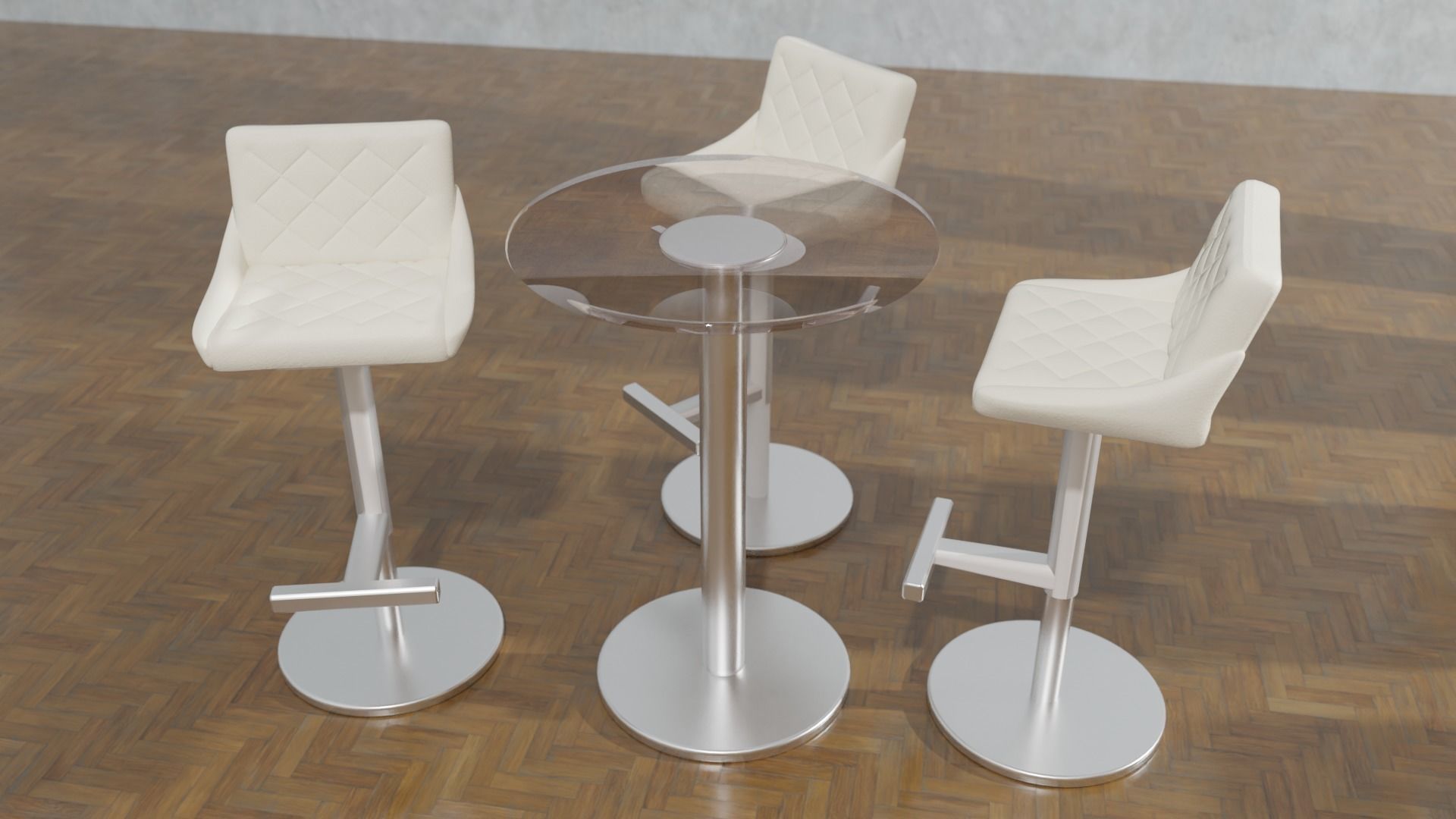 Bar Table Chairs Stools Barstool Game Ready 3D model_10