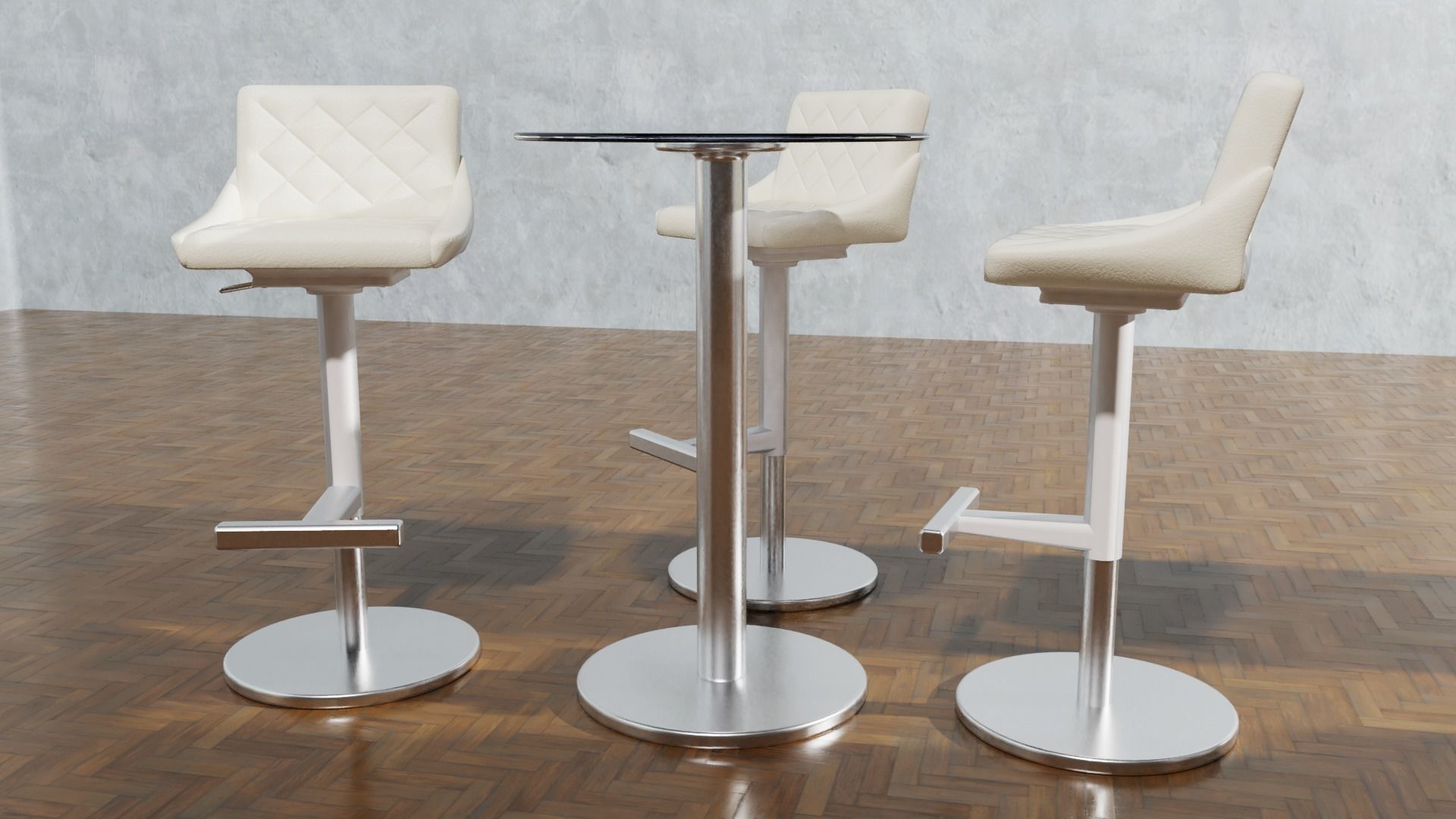Bar Table Chairs Stools Barstool Game Ready 3D model_8