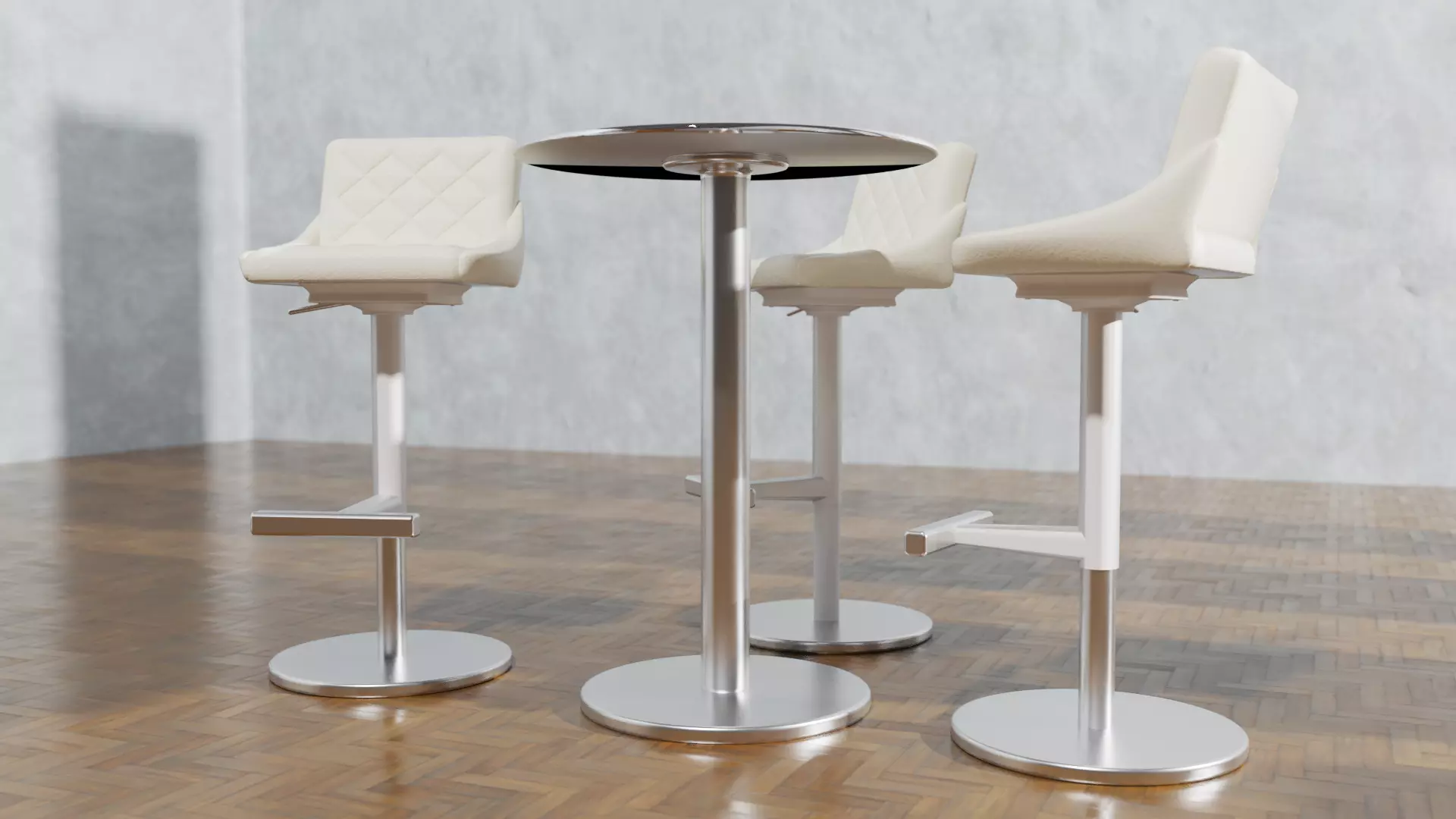 Bar Table Chairs Stools Barstool Game Ready 3D model_0