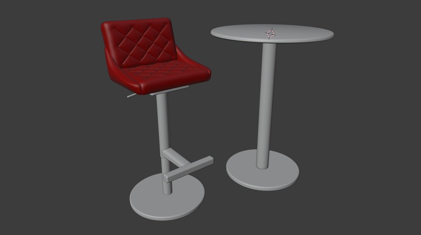 Bar Table Chairs Stools Barstool Game Ready 3D model_14
