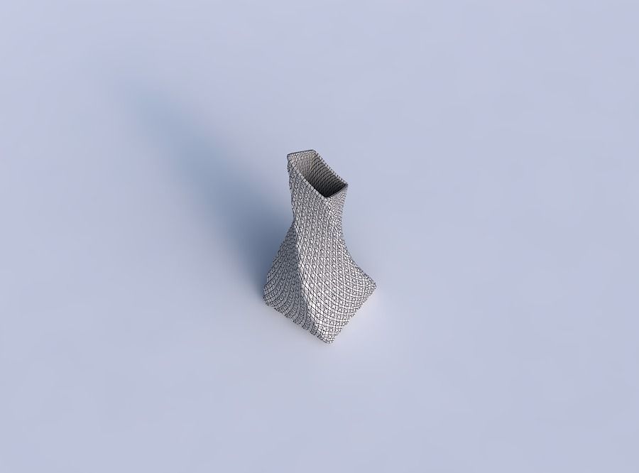 Vase twisted squeezed and bent quadratic 2 with diagonal grid... 3D print model_6