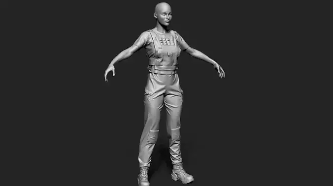 Female high poly 3d model person