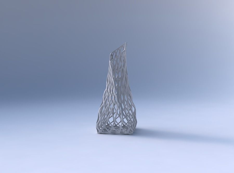 Vase twisted squeezed and bent quadratic 2 with diagonal grid... 3D print model_4