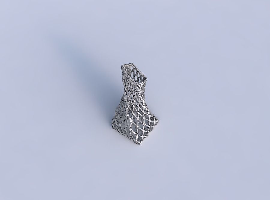 Vase twisted squeezed and bent quadratic 2 with diagonal grid... 3D print model_6