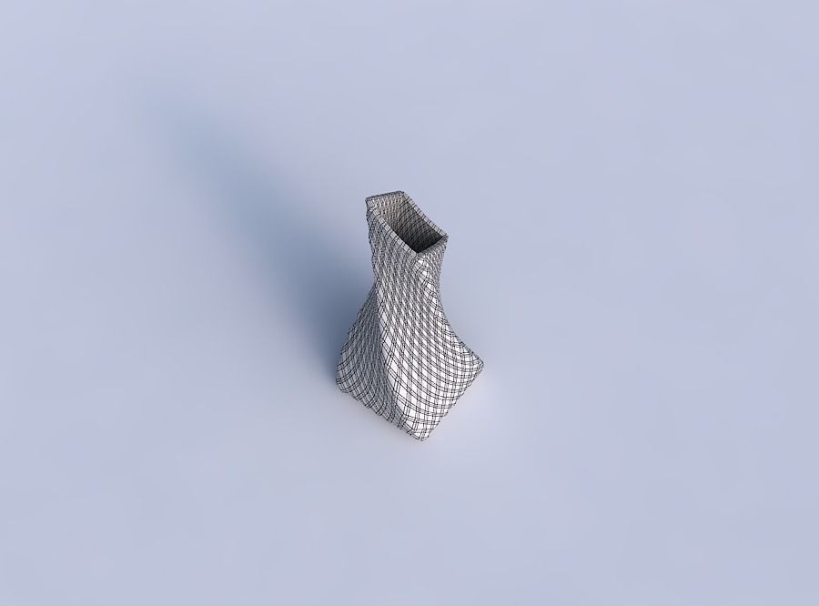 Vase twisted squeezed and bent quadratic 2 with diagonal grid... 3D print model_6