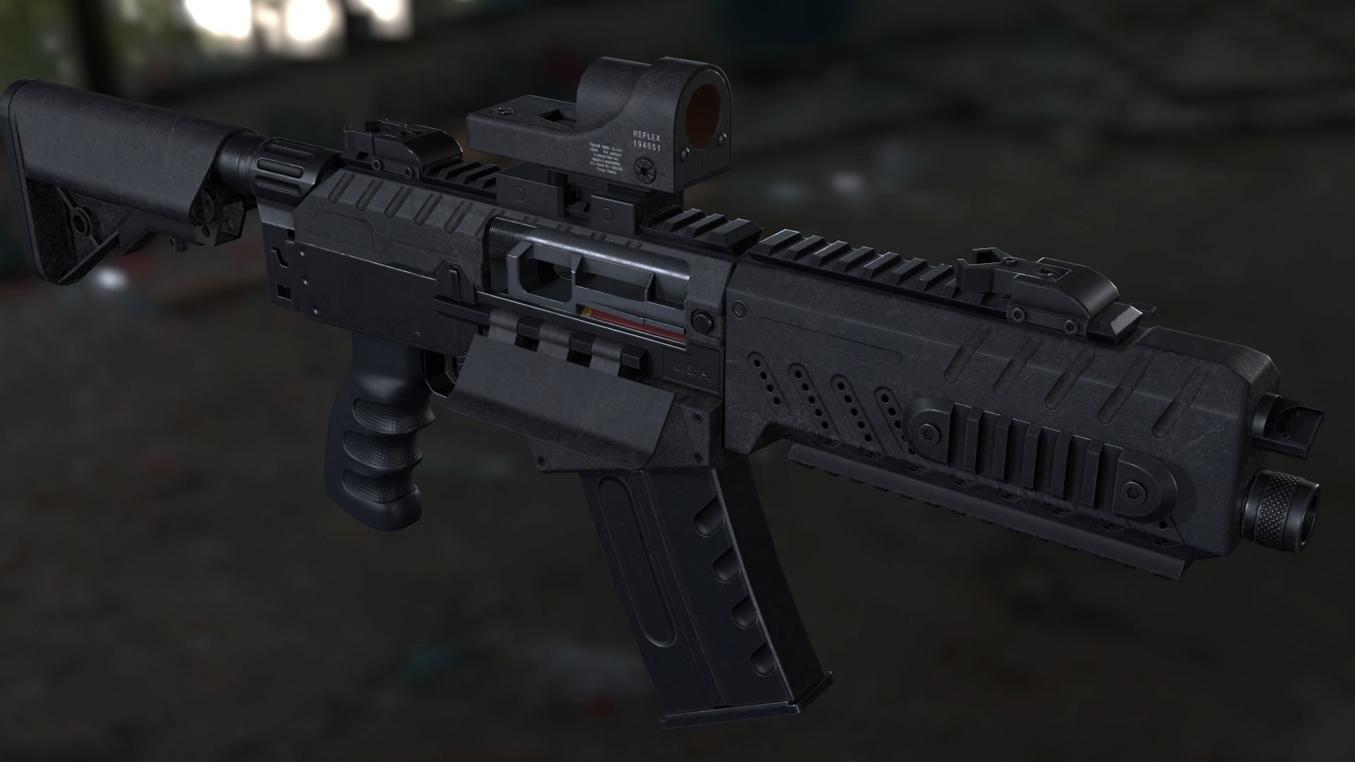 Fostech Origin 12 modern tactical shotgun Low-poly 3D model_13