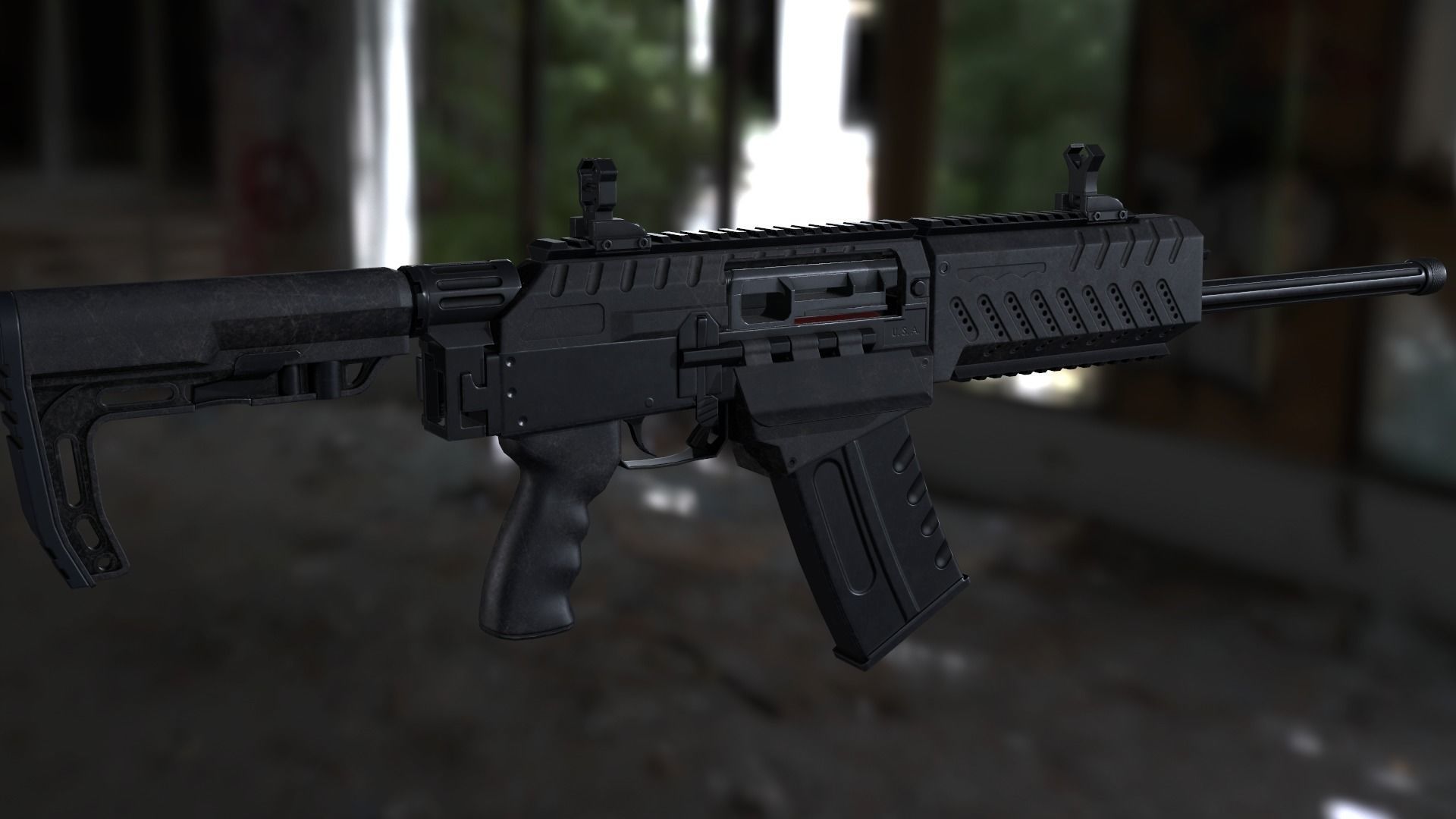 Fostech Origin 12 modern tactical shotgun Low-poly 3D model_12