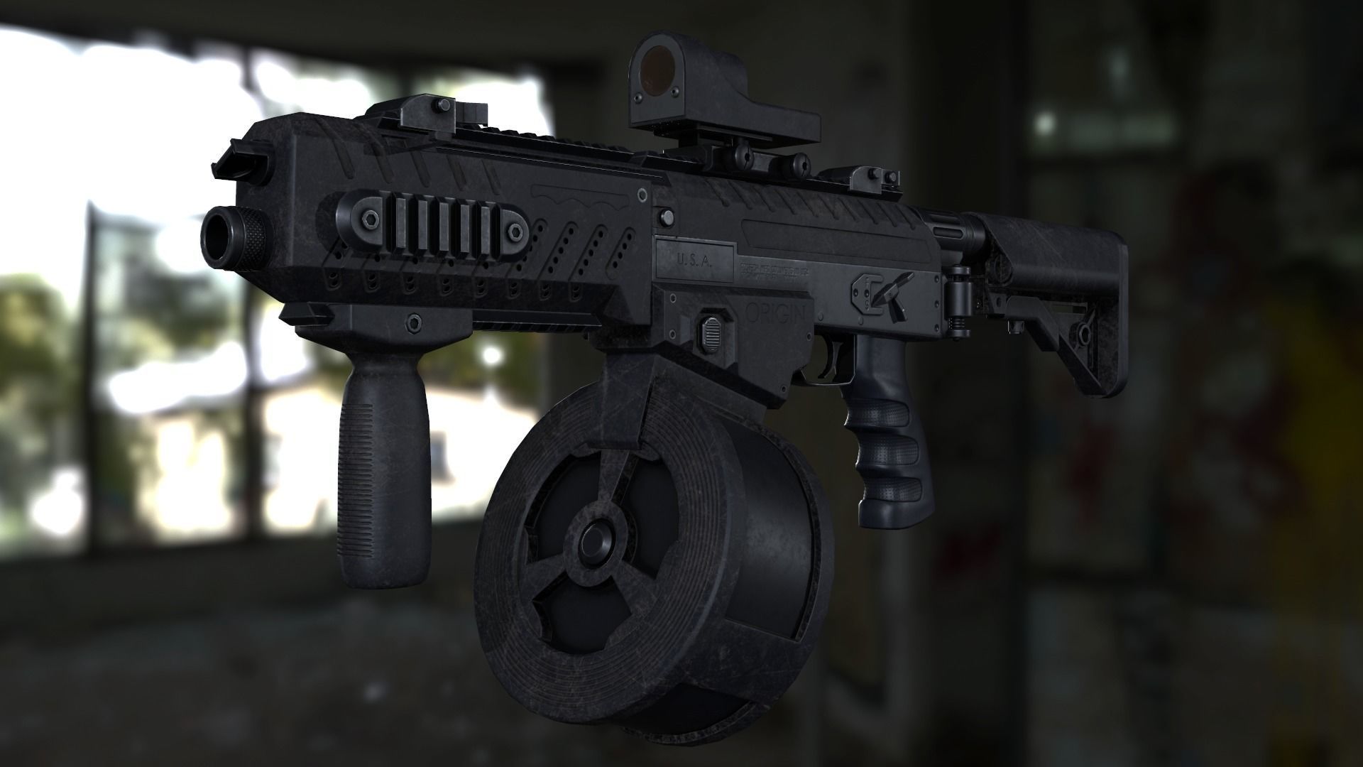 Fostech Origin 12 modern tactical shotgun Low-poly 3D model_14