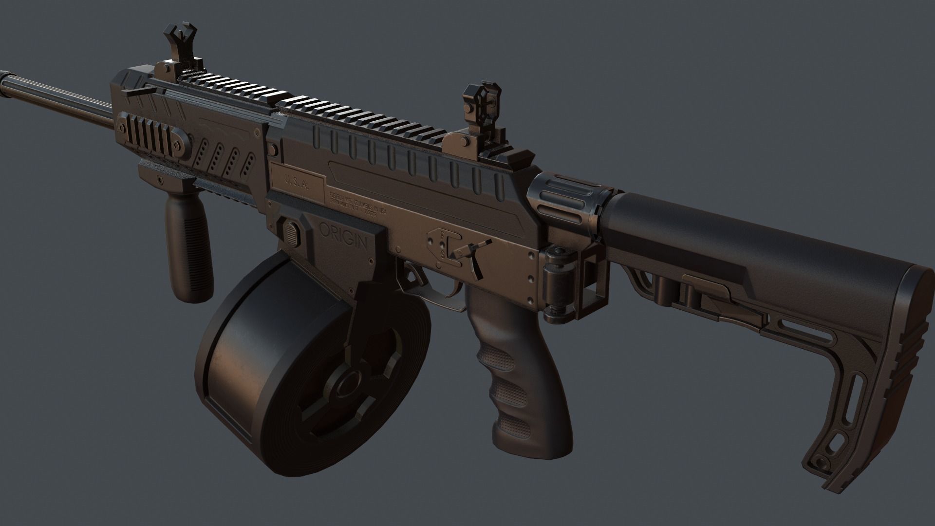 Fostech Origin 12 modern tactical shotgun Low-poly 3D model_3