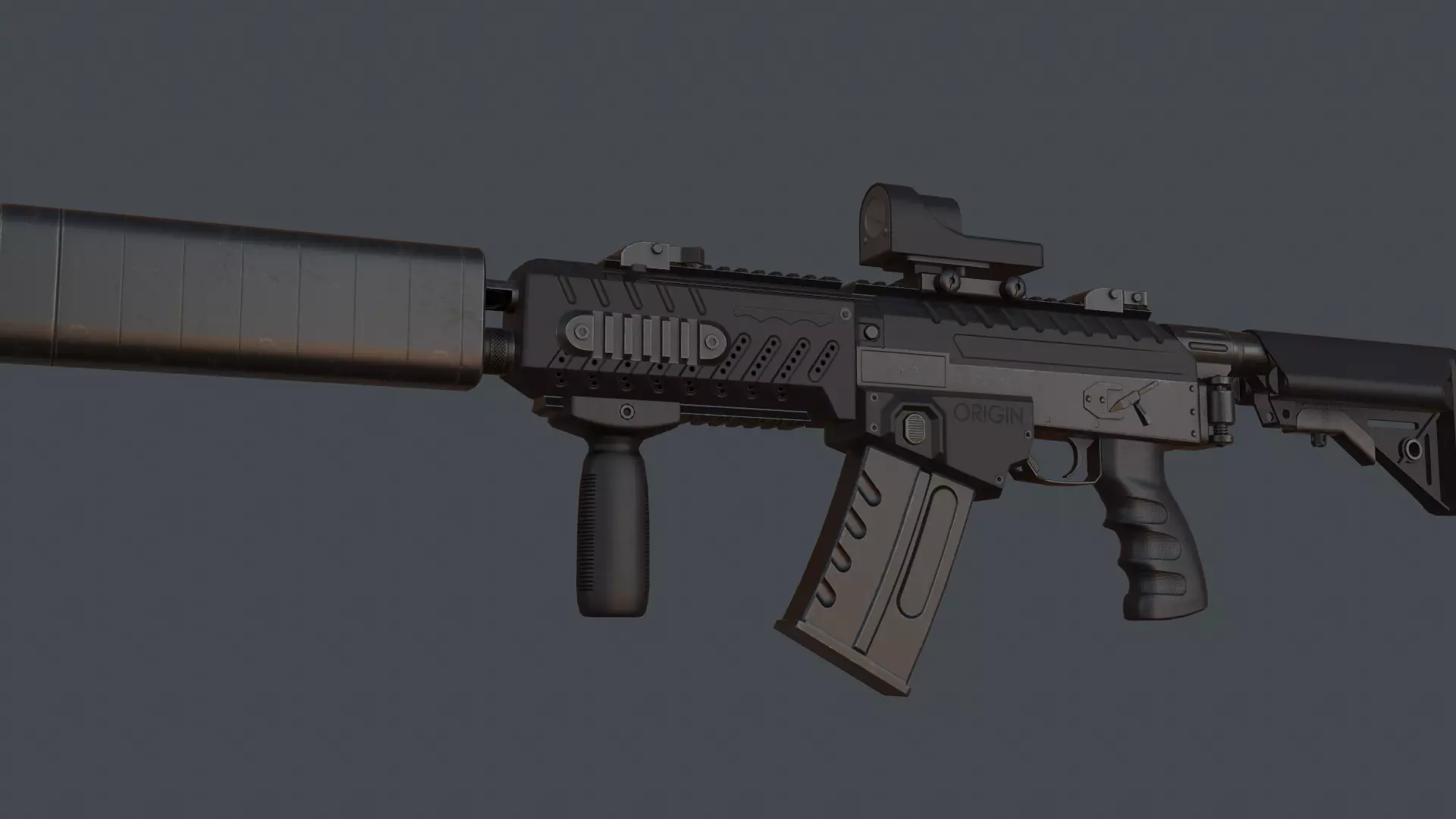 Fostech Origin 12 modern tactical shotgun Low-poly 3D model_0