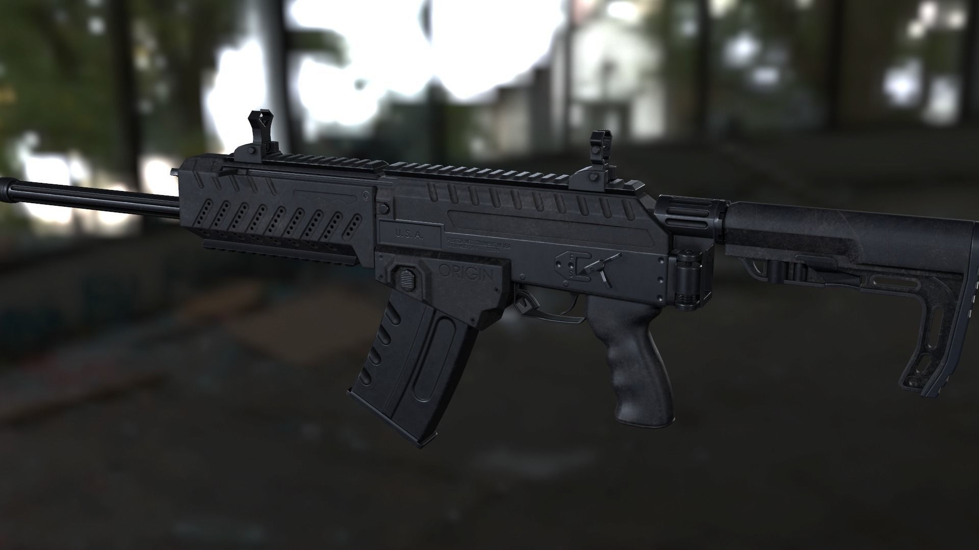 Fostech Origin 12 modern tactical shotgun Low-poly 3D model_11