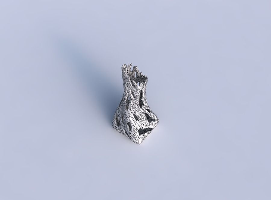 Vase twisted squeezed and bent quadratic 2 with faceted cuts 3D print model_6