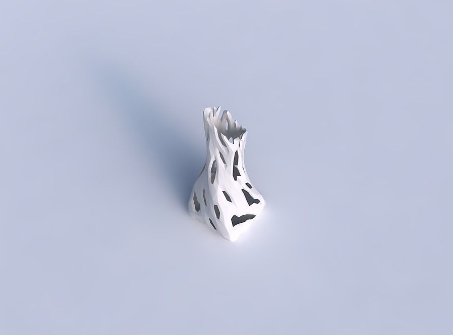 Vase twisted squeezed and bent quadratic 2 with faceted cuts 3D print model_1