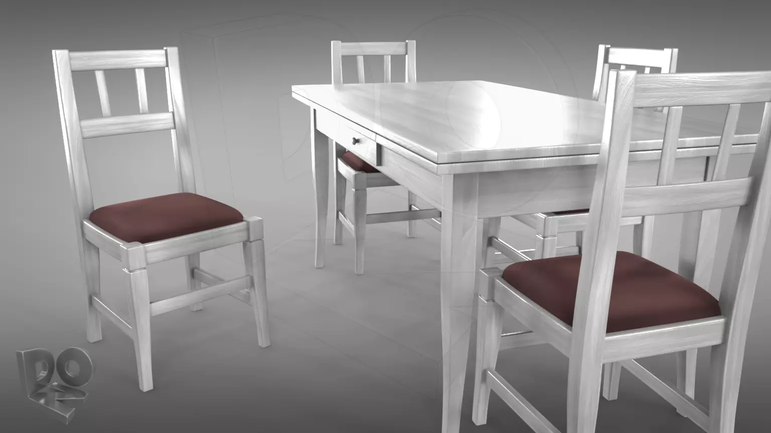 Table and chairs 3D model_0