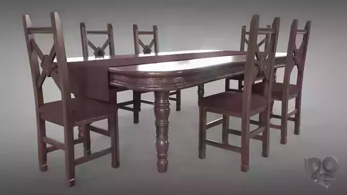 Table and chairs 3D model