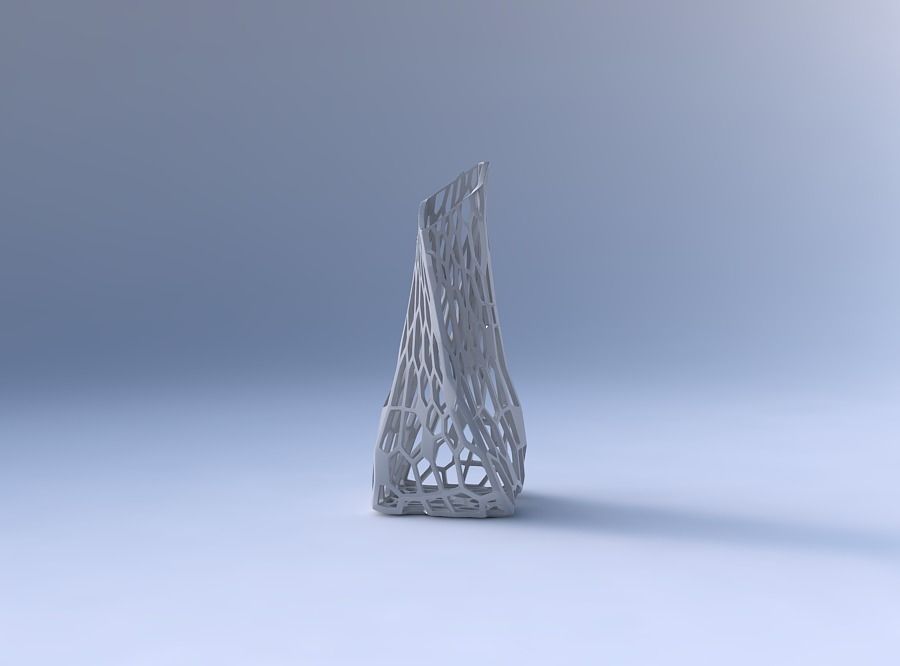 Vase twisted squeezed and bent quadratic 2 with faceted organ... 3D print model_4