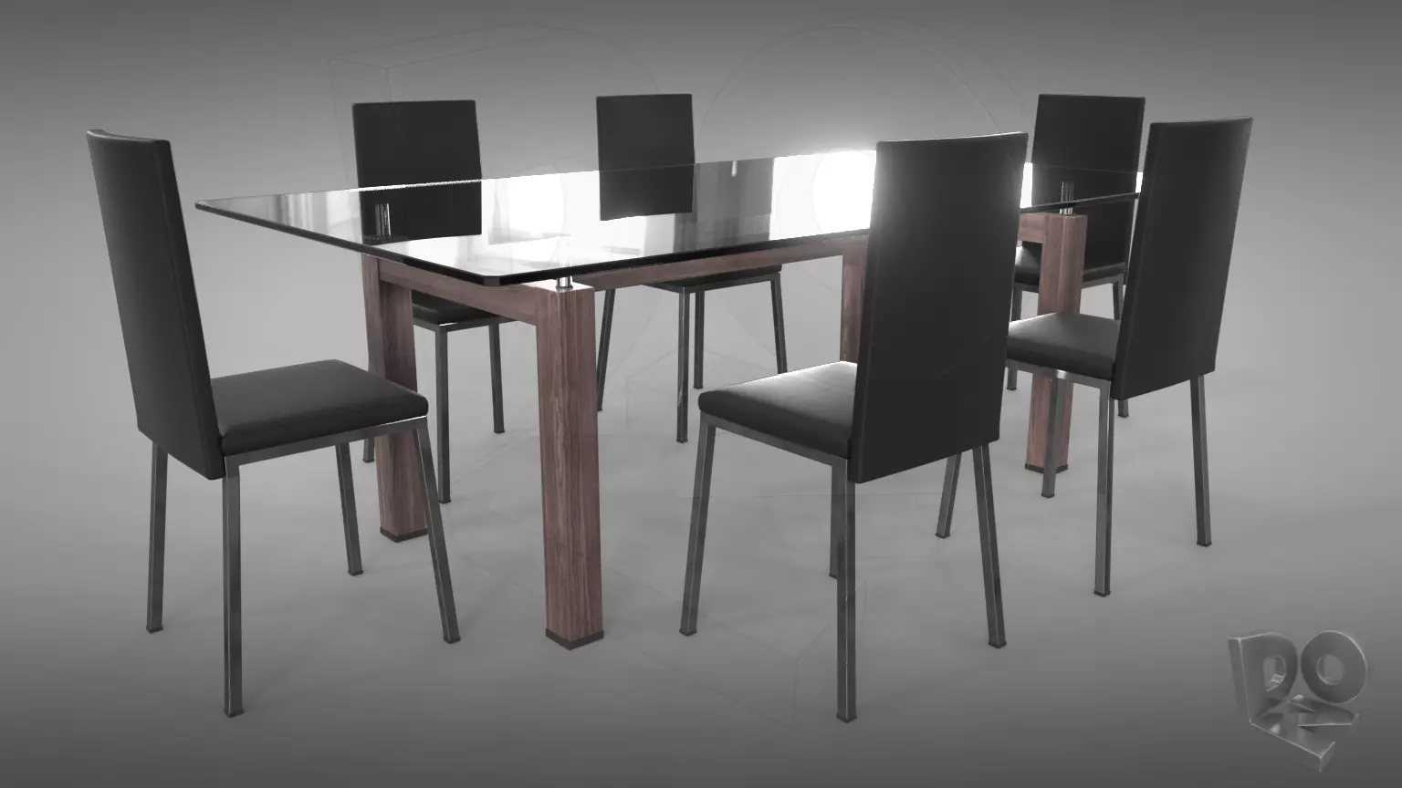 Table and chairs 3D model_0