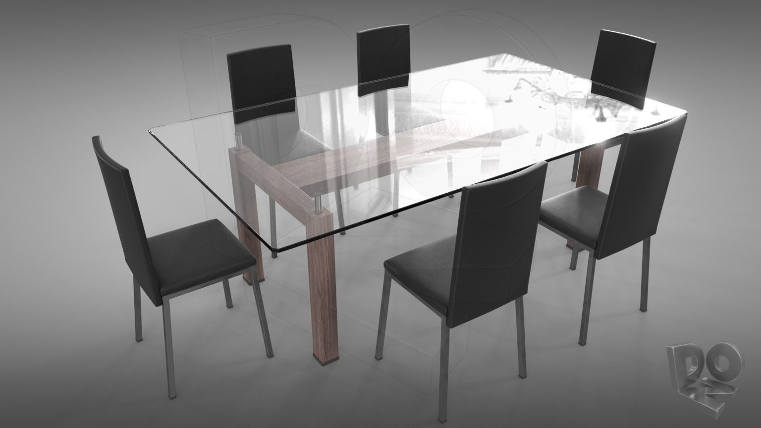Table and chairs 3D model_4