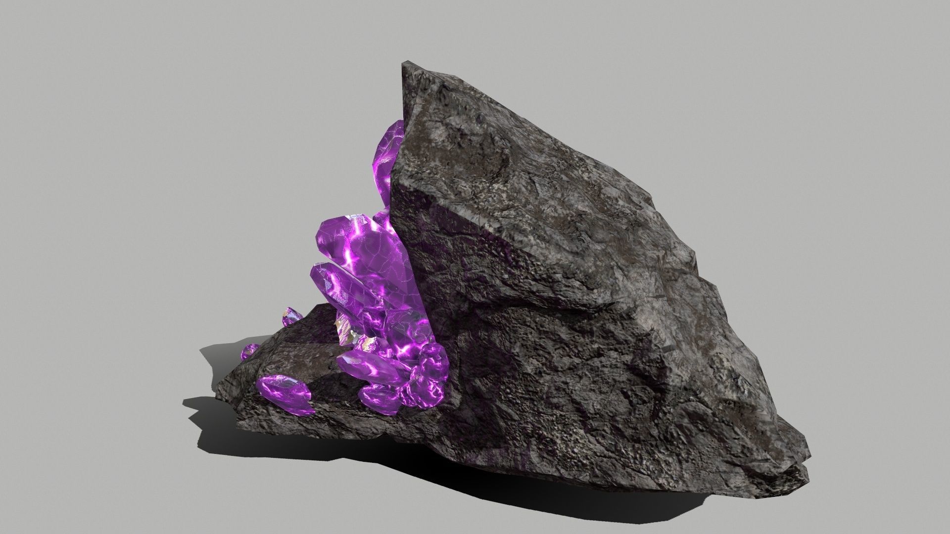 Crystal Set amethyst rock Low-poly 3D model_9