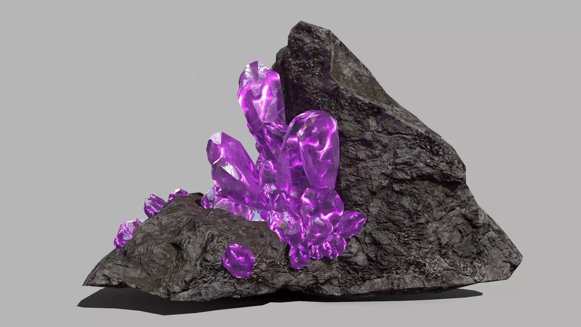 Crystal Set amethyst rock Low-poly 3D model_0