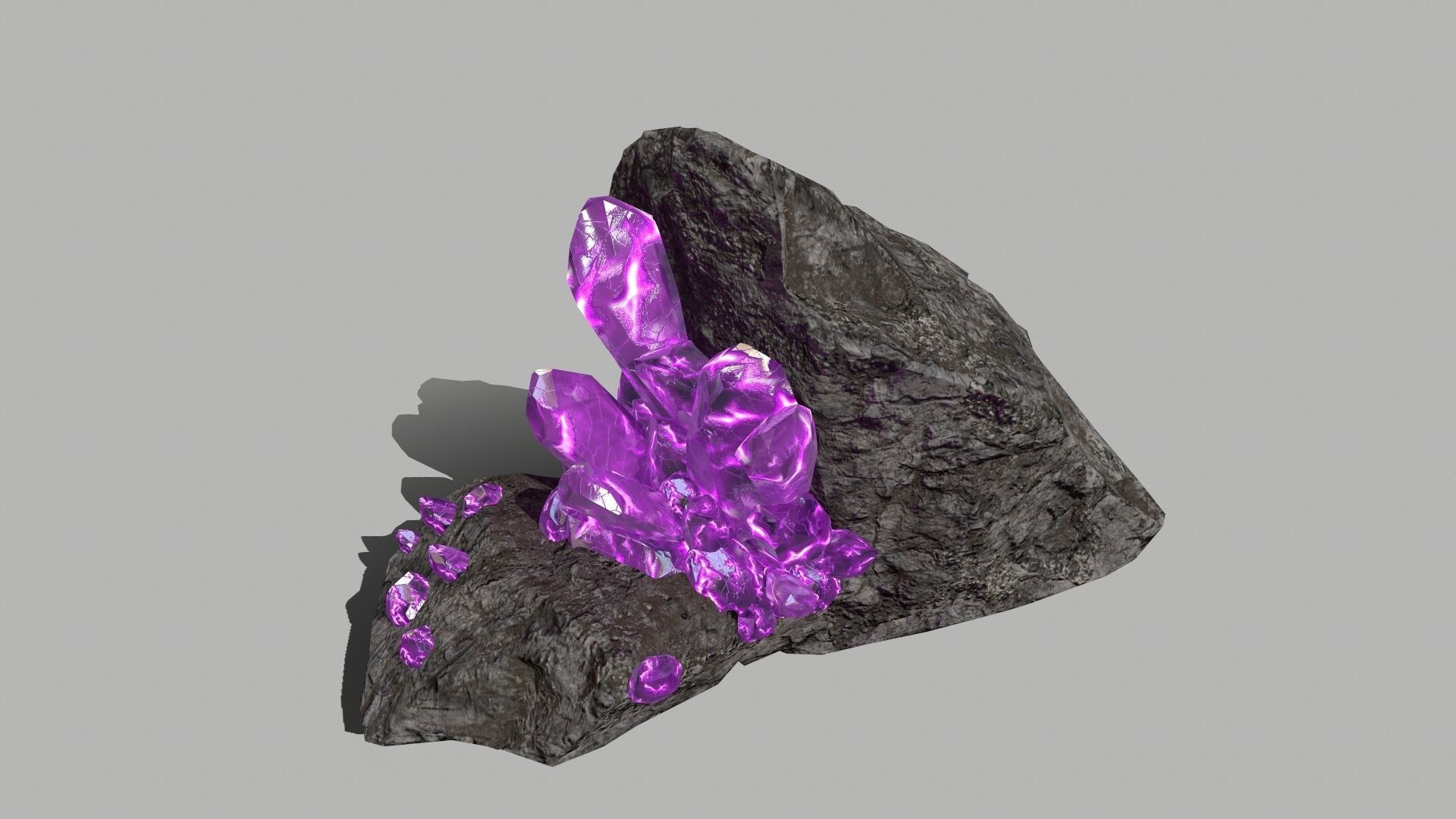 Crystal Set amethyst rock Low-poly 3D model_10