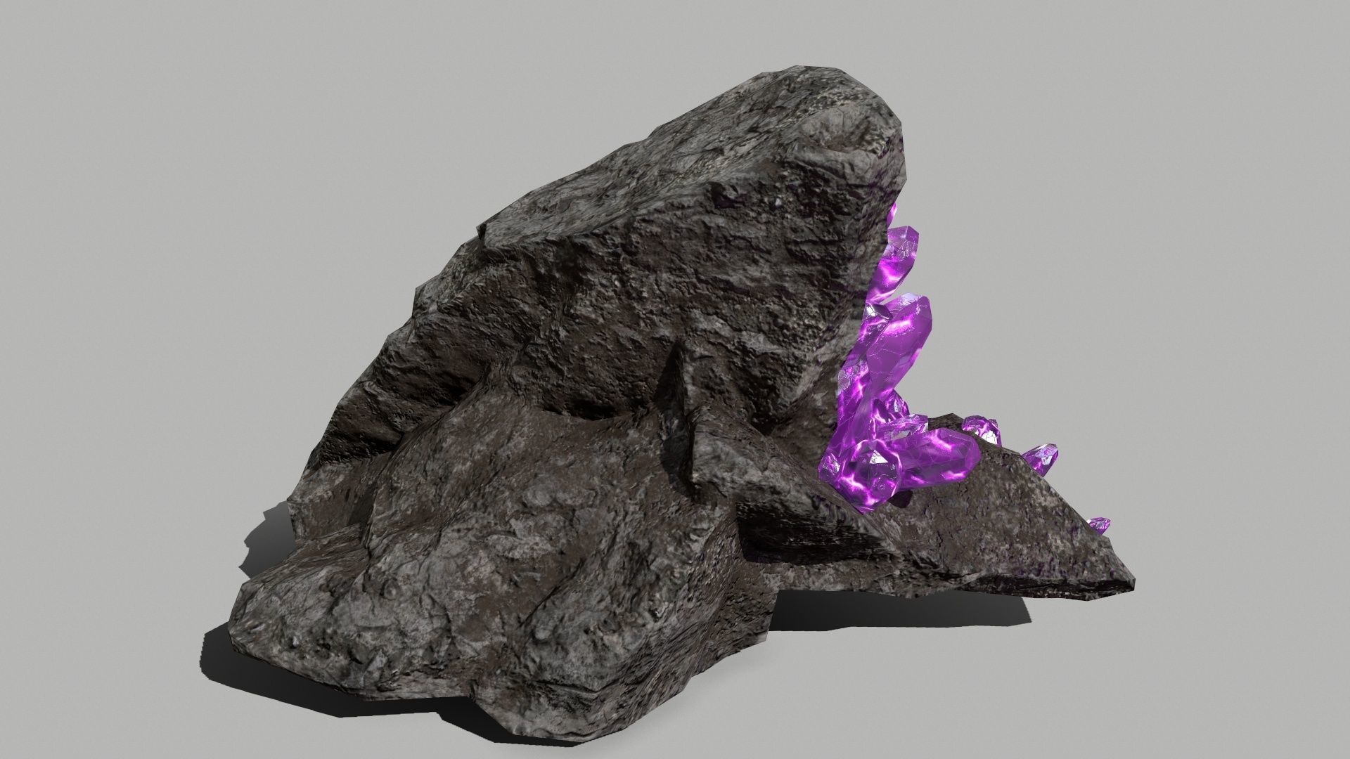 Crystal Set amethyst rock Low-poly 3D model_7