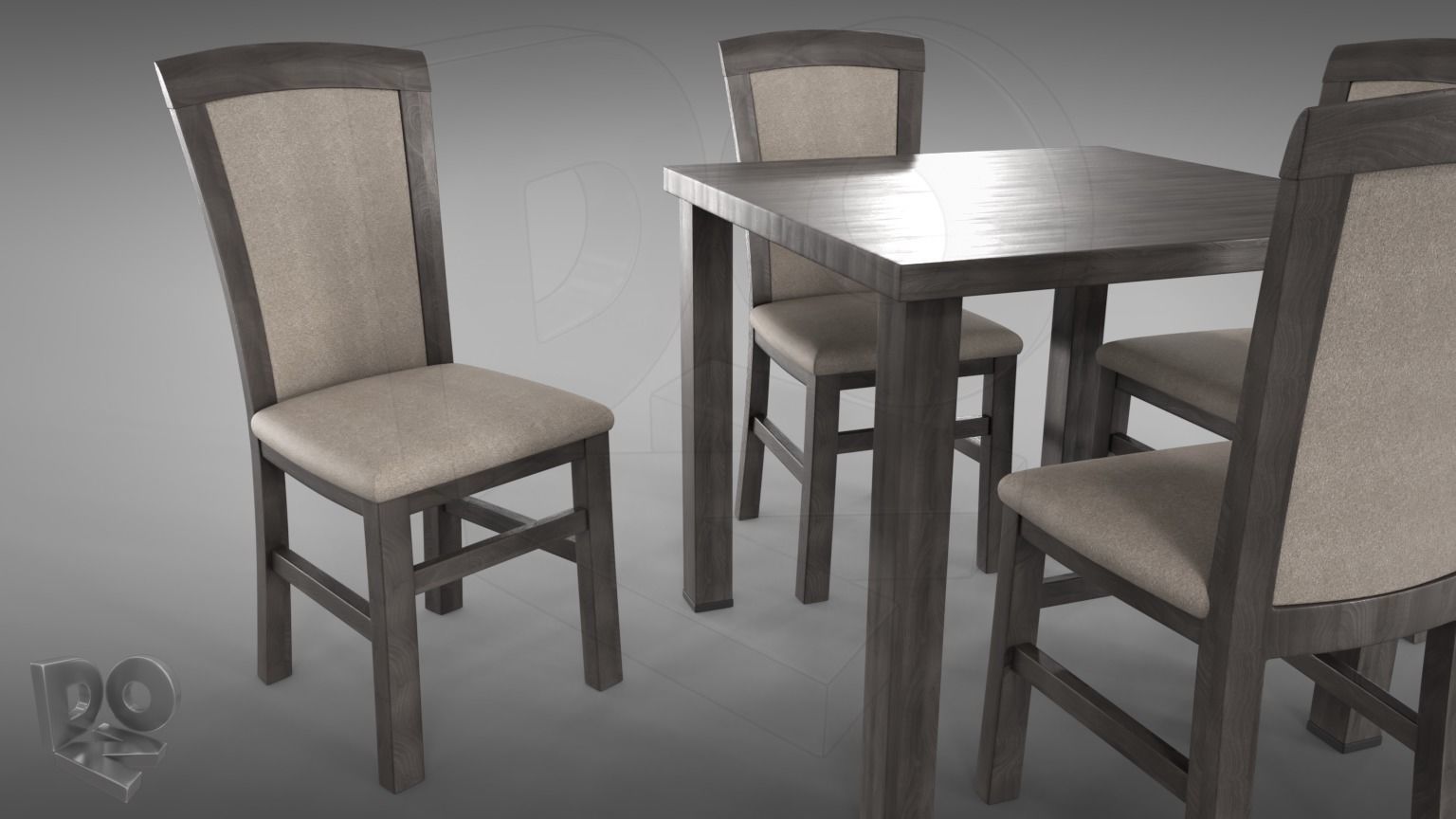 Restaurant table plus cutlery and chairs 3D model_6