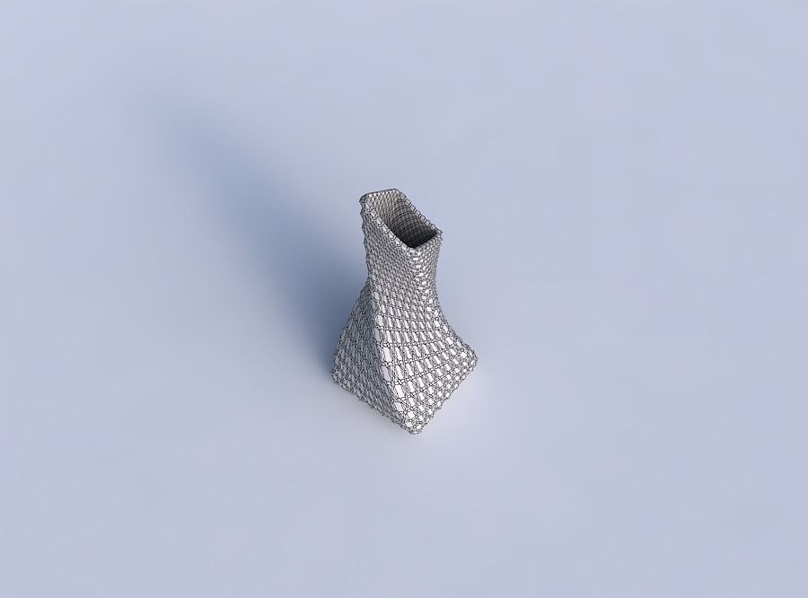 Vase twisted squeezed and bent quadratic 2 with grid piramides 3D print model_6
