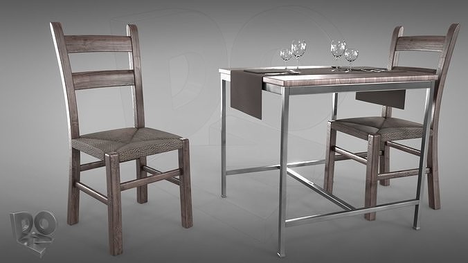 Restaurant table plus cutlery and chairs 3D model