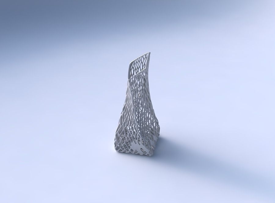 Vase twisted squeezed and bent quadratic 2 with lattice tiles 3D print model_3