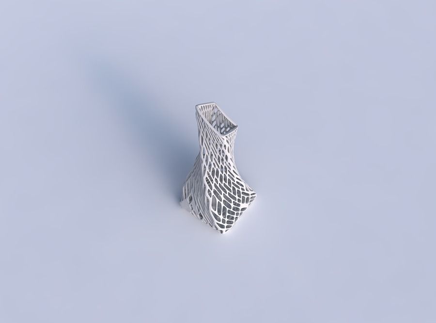 Vase twisted squeezed and bent quadratic 2 with lattice tiles 3D print model_1