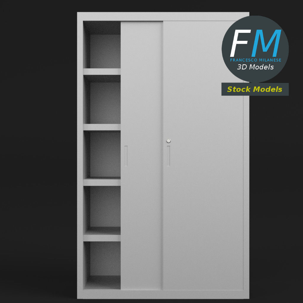 Office cabinet with sliding doors 3D model_3