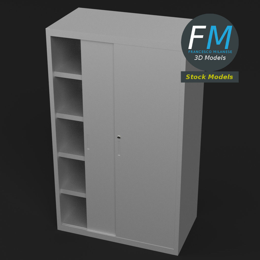 Office cabinet with sliding doors 3D model_2