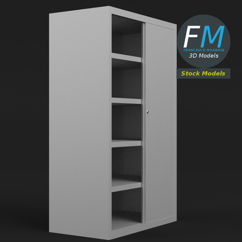 Office cabinet with sliding doors 3D model_4