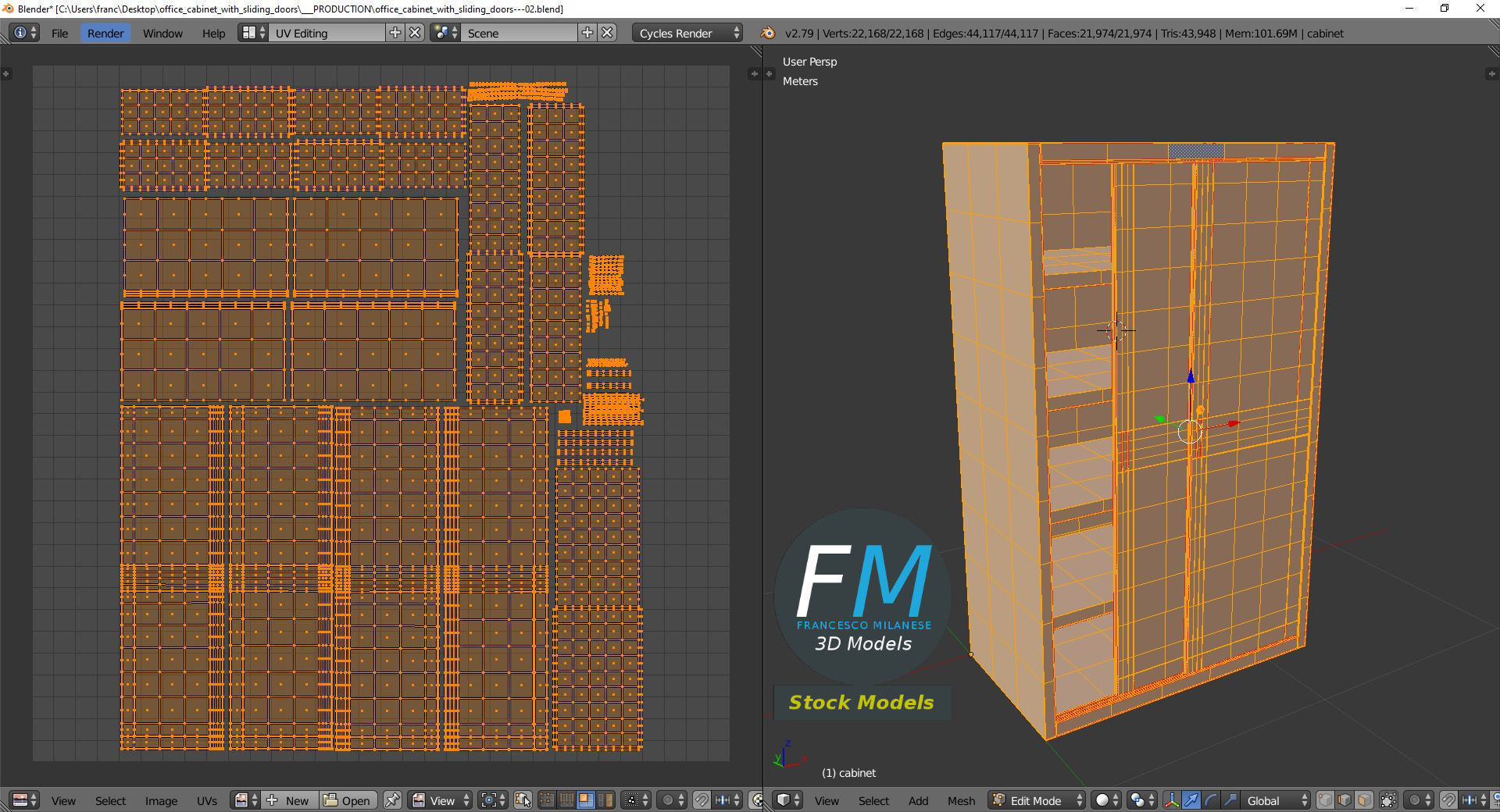 Office cabinet with sliding doors 3D model_10