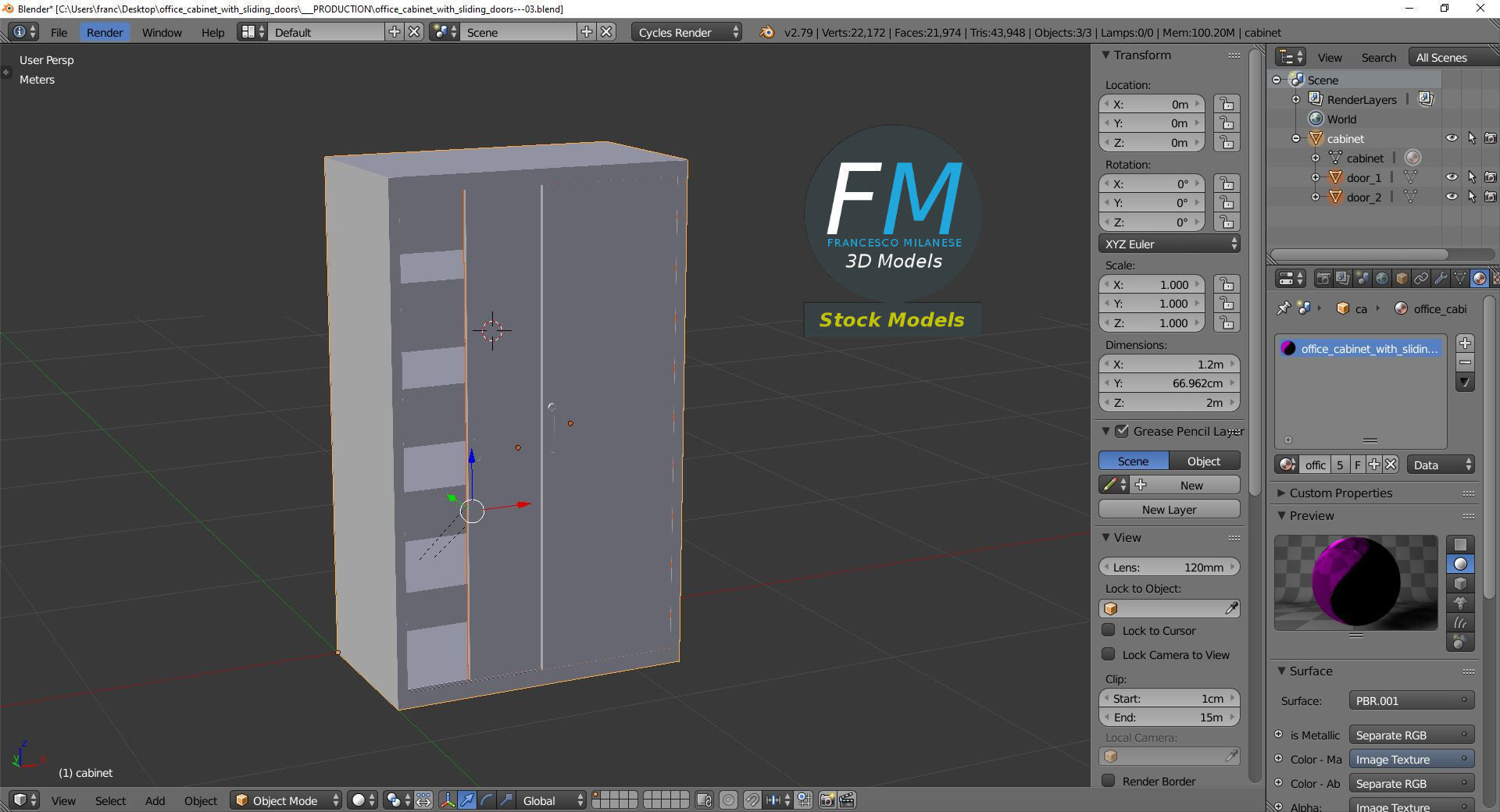 Office cabinet with sliding doors 3D model_9