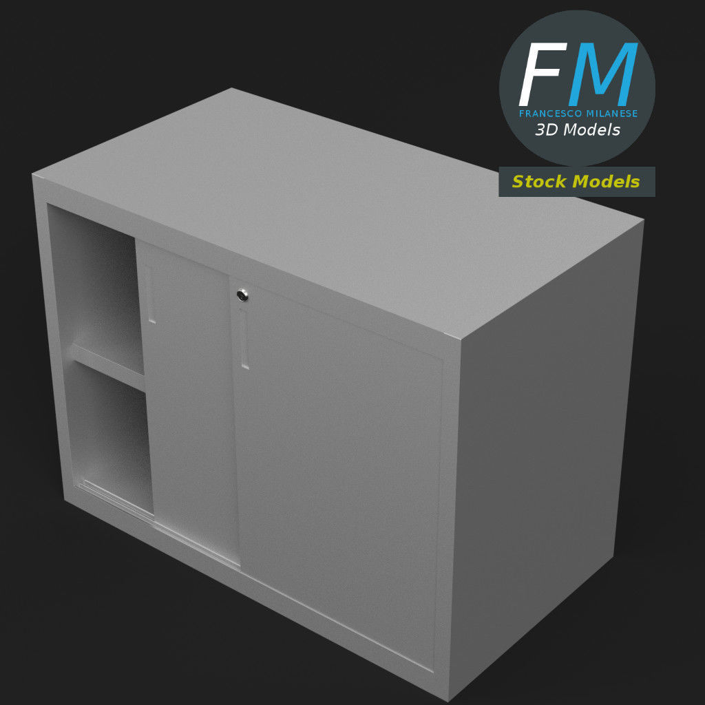 Filing cabinet with sliding doors 3D model_2