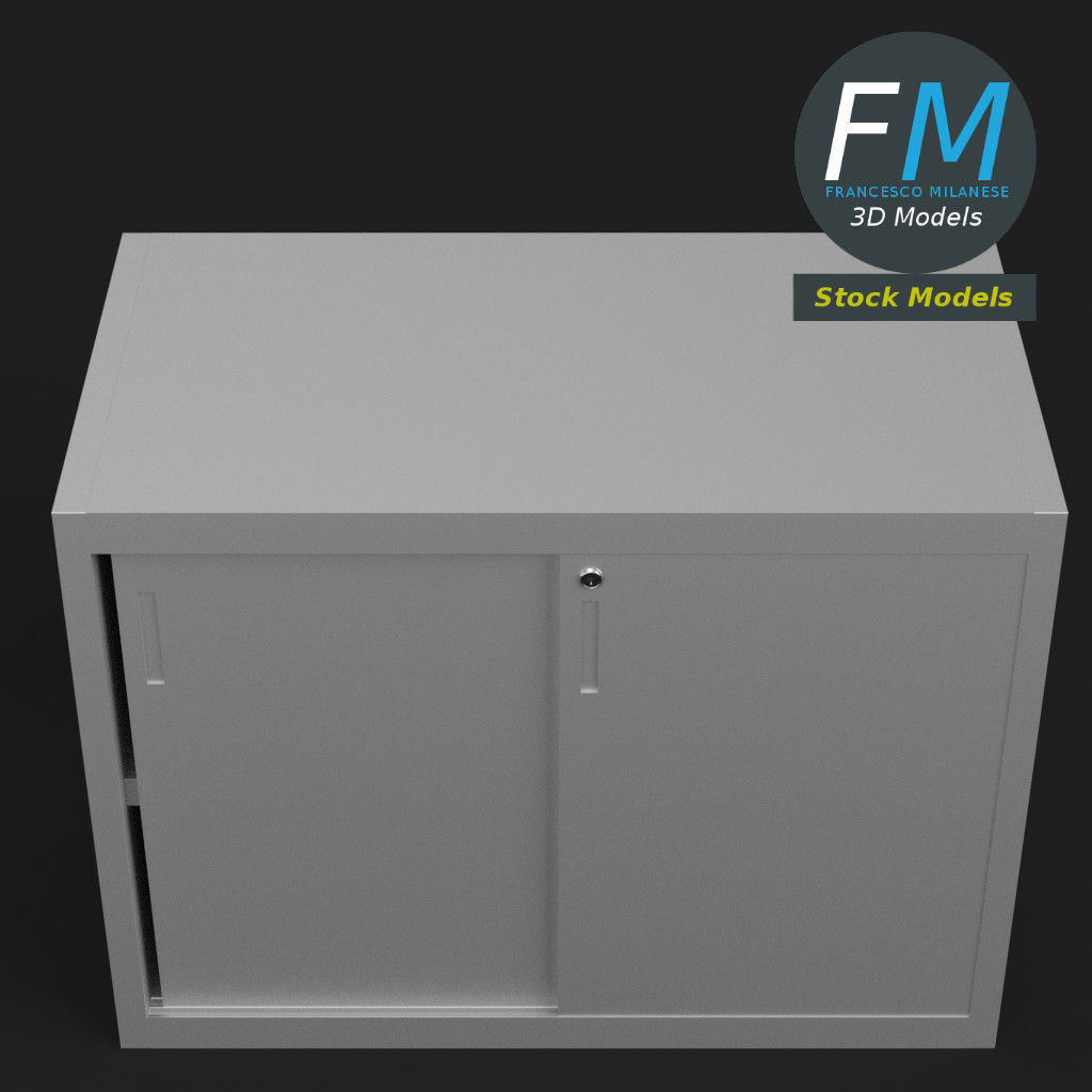 Filing cabinet with sliding doors 3D model_6
