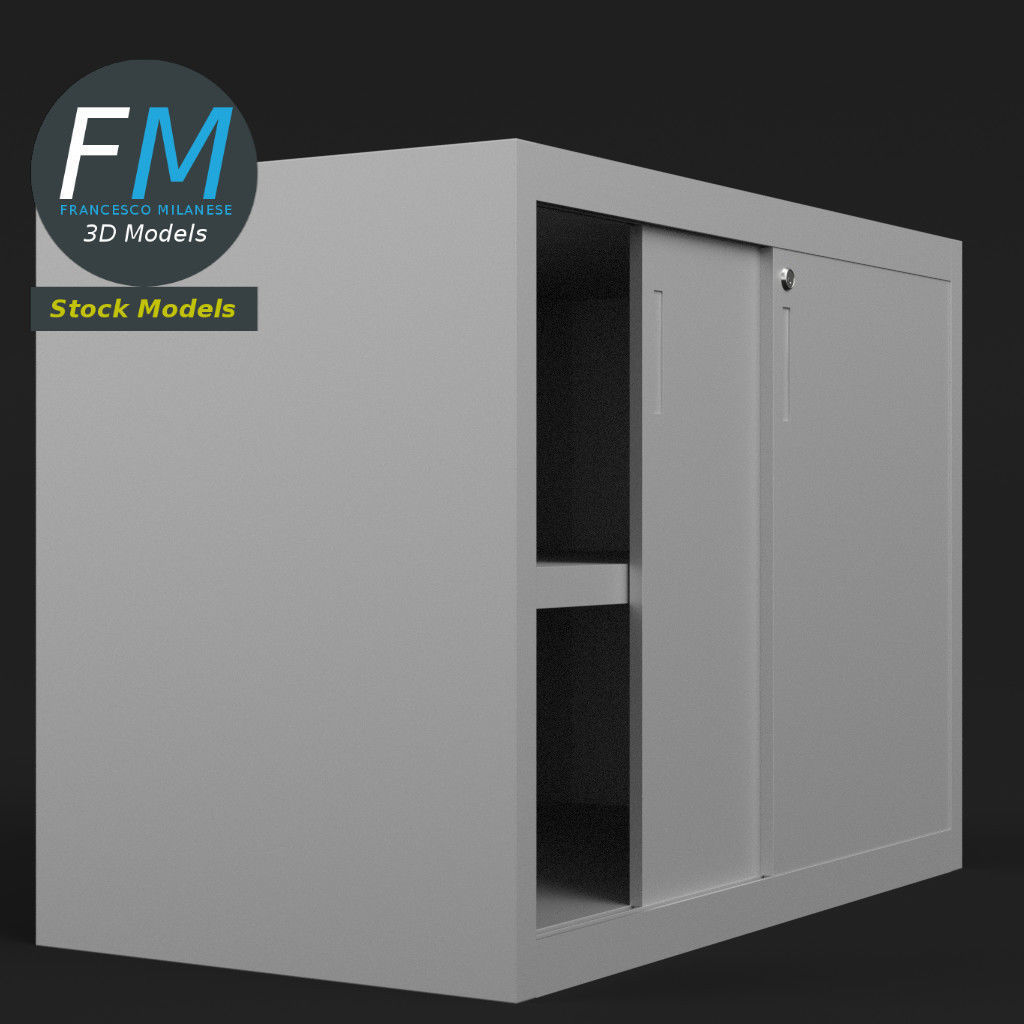 Filing cabinet with sliding doors 3D model_4