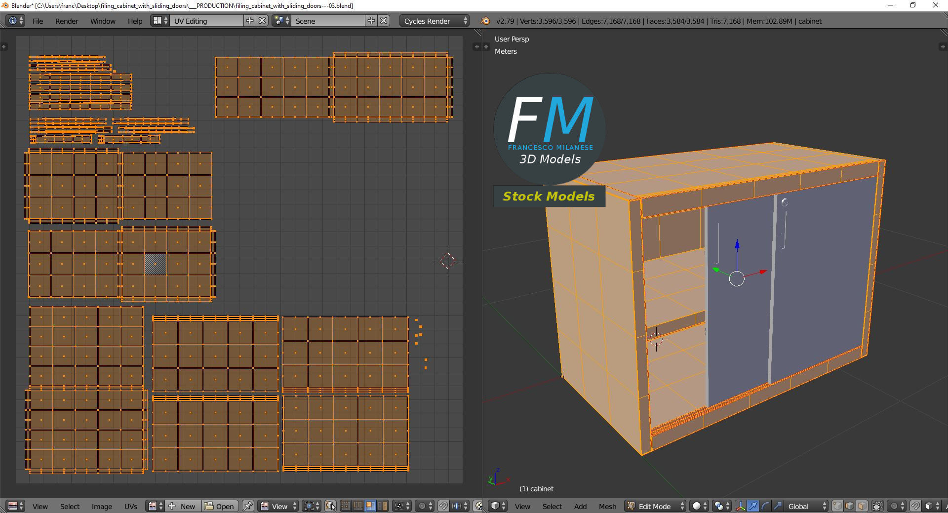 Filing cabinet with sliding doors 3D model_10