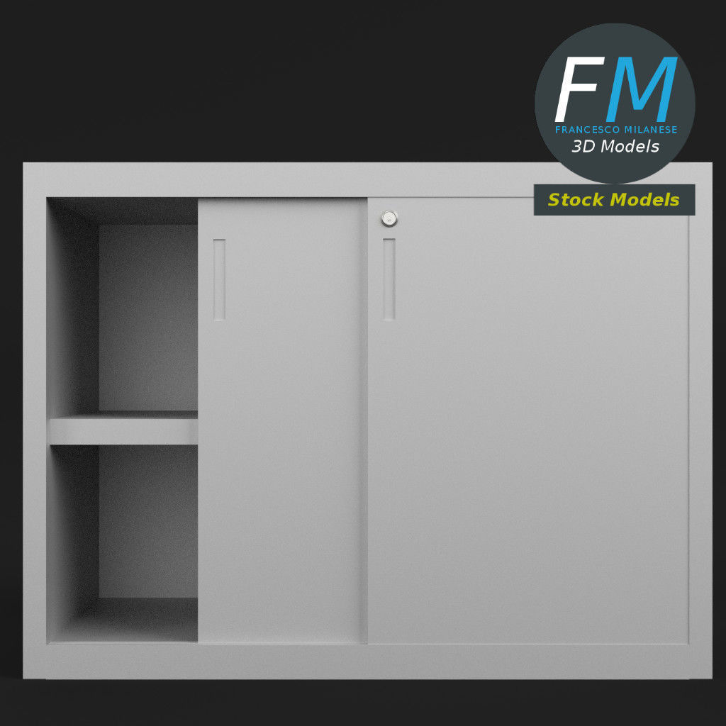 Filing cabinet with sliding doors 3D model_3