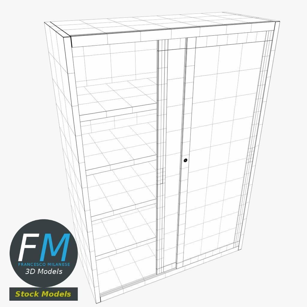 Office cabinet with glass doors 3D model_8