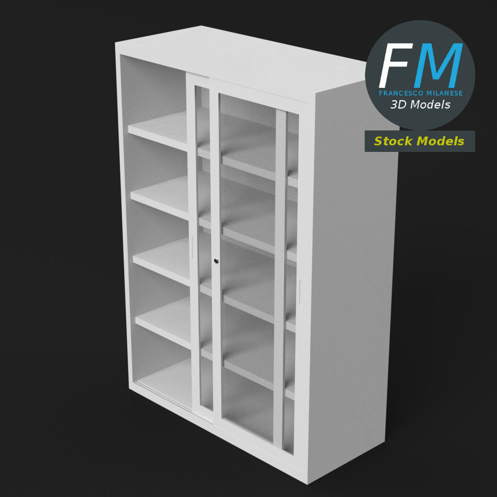 Office cabinet with glass doors 3D model_5