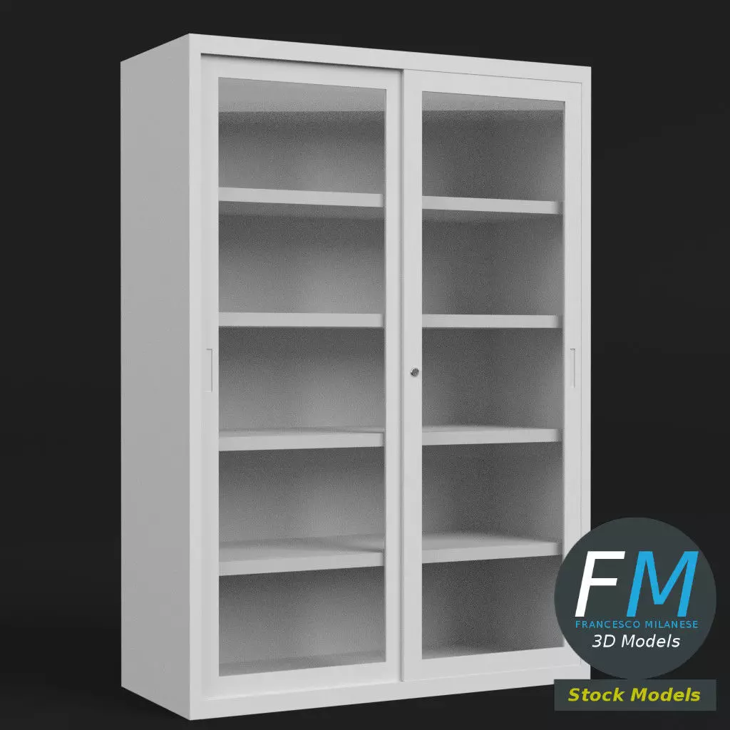 Office cabinet with glass doors 3D model_0