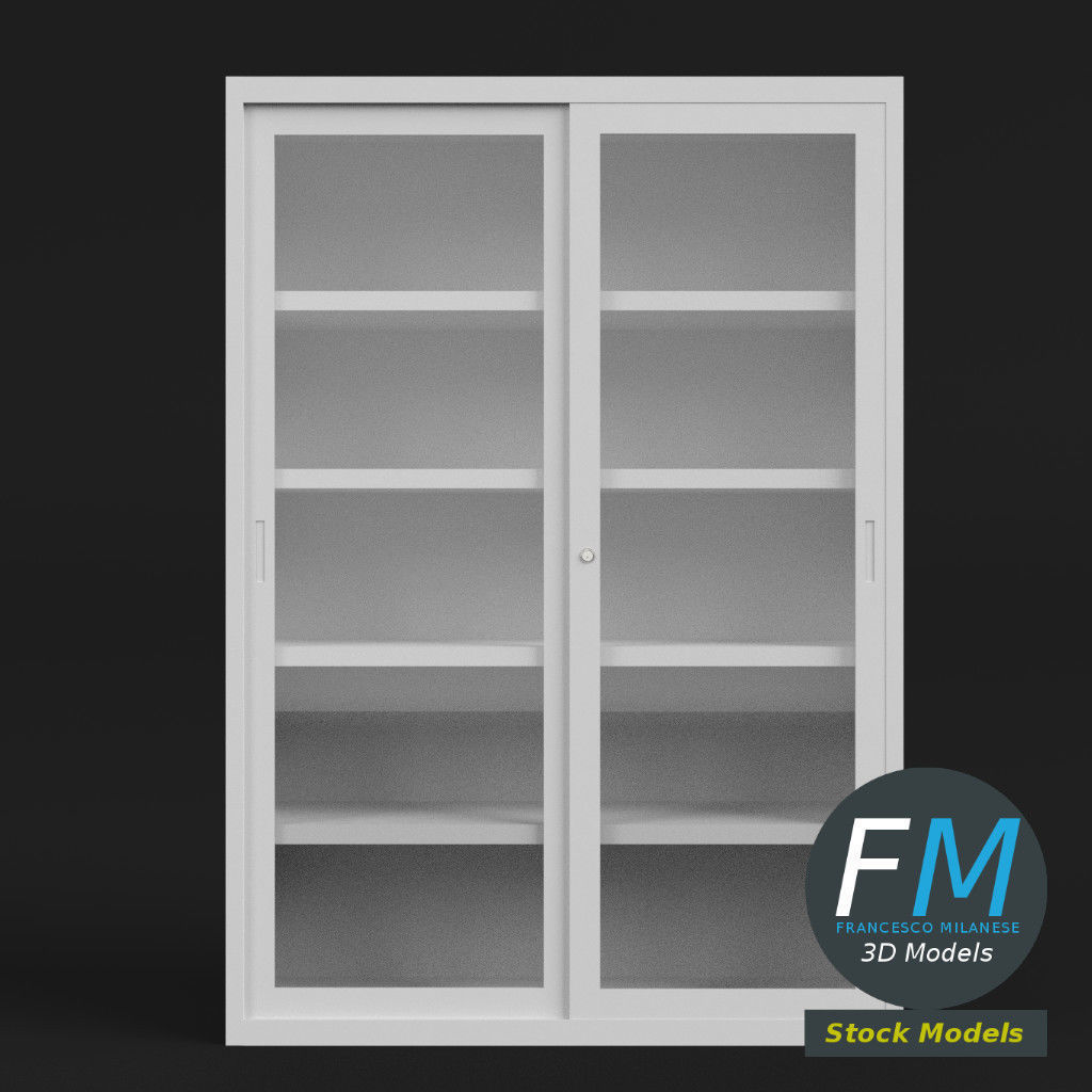 Office cabinet with glass doors 3D model_3